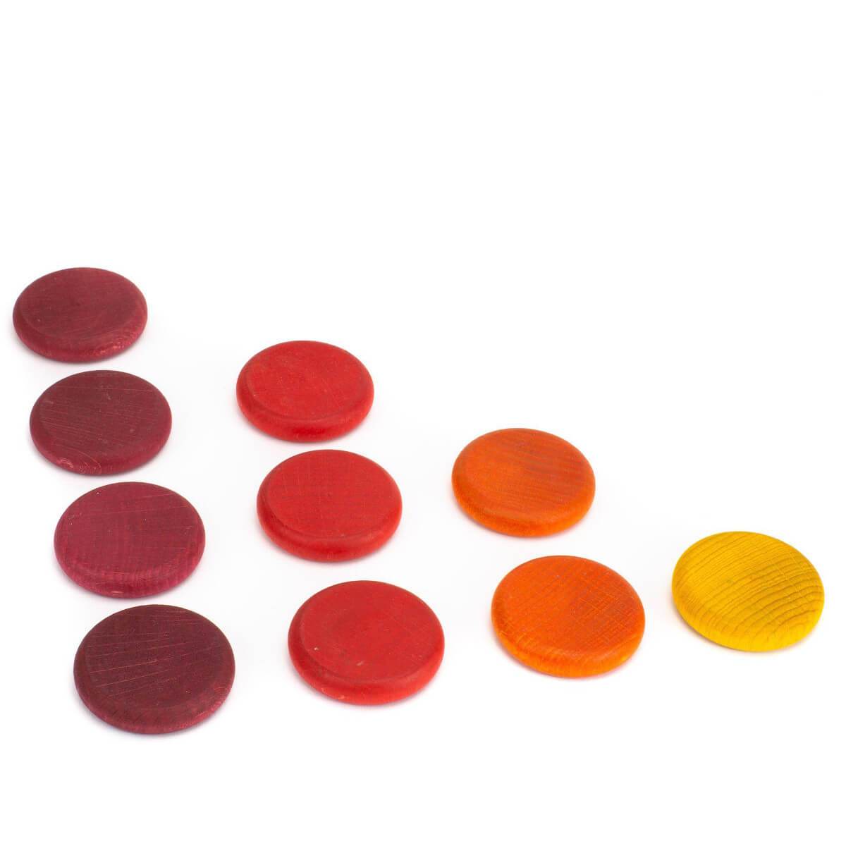 18 monedas de madera (colores no básicos) - Jungla Kids