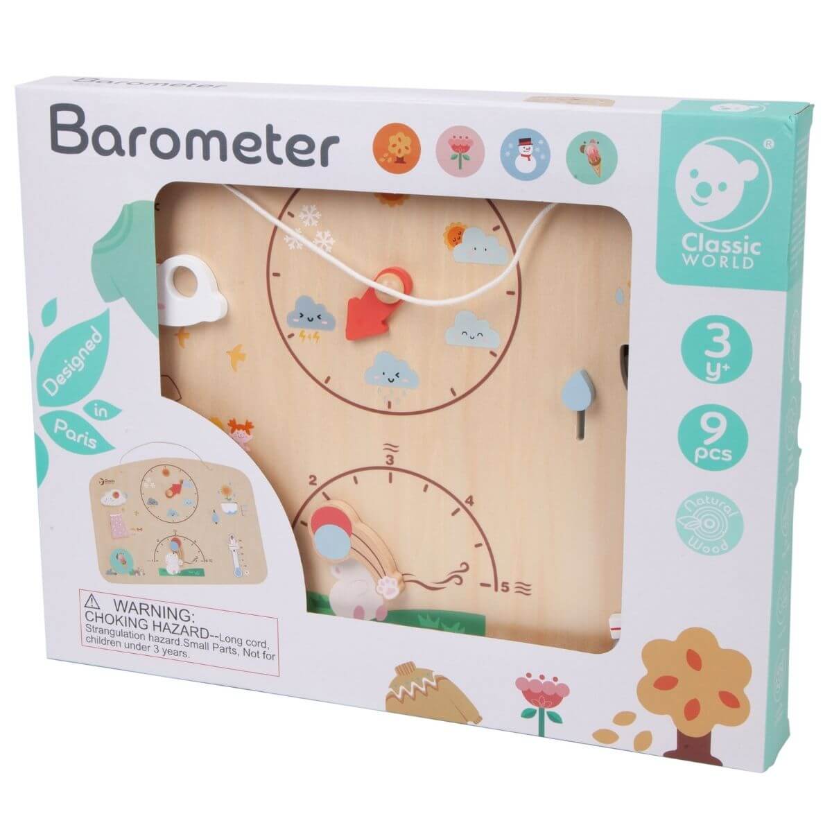 caja del panel del tiempo de madera Classic World