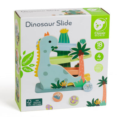 caja de la rampa de bolas Dinosaur Slide Classic World para bebés a partir de 18 meses