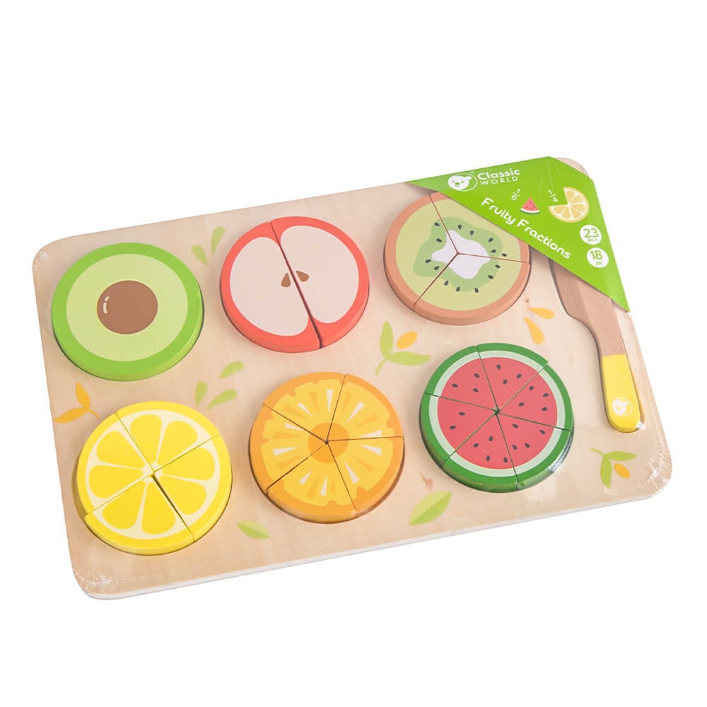 Packaging del Puzzle encajable de frutas con fracciones de madera de Classic World