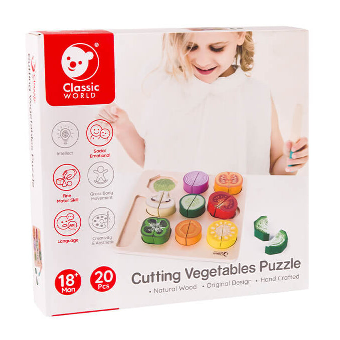 caja del puzzle de cortar verduras de madera de classic world