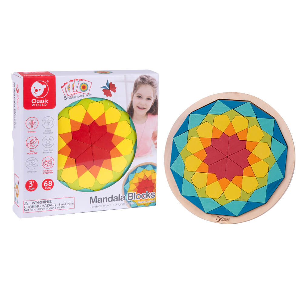 Caja del Puzzle Mandala de madera de Classic World para niños a partir de los 3 años