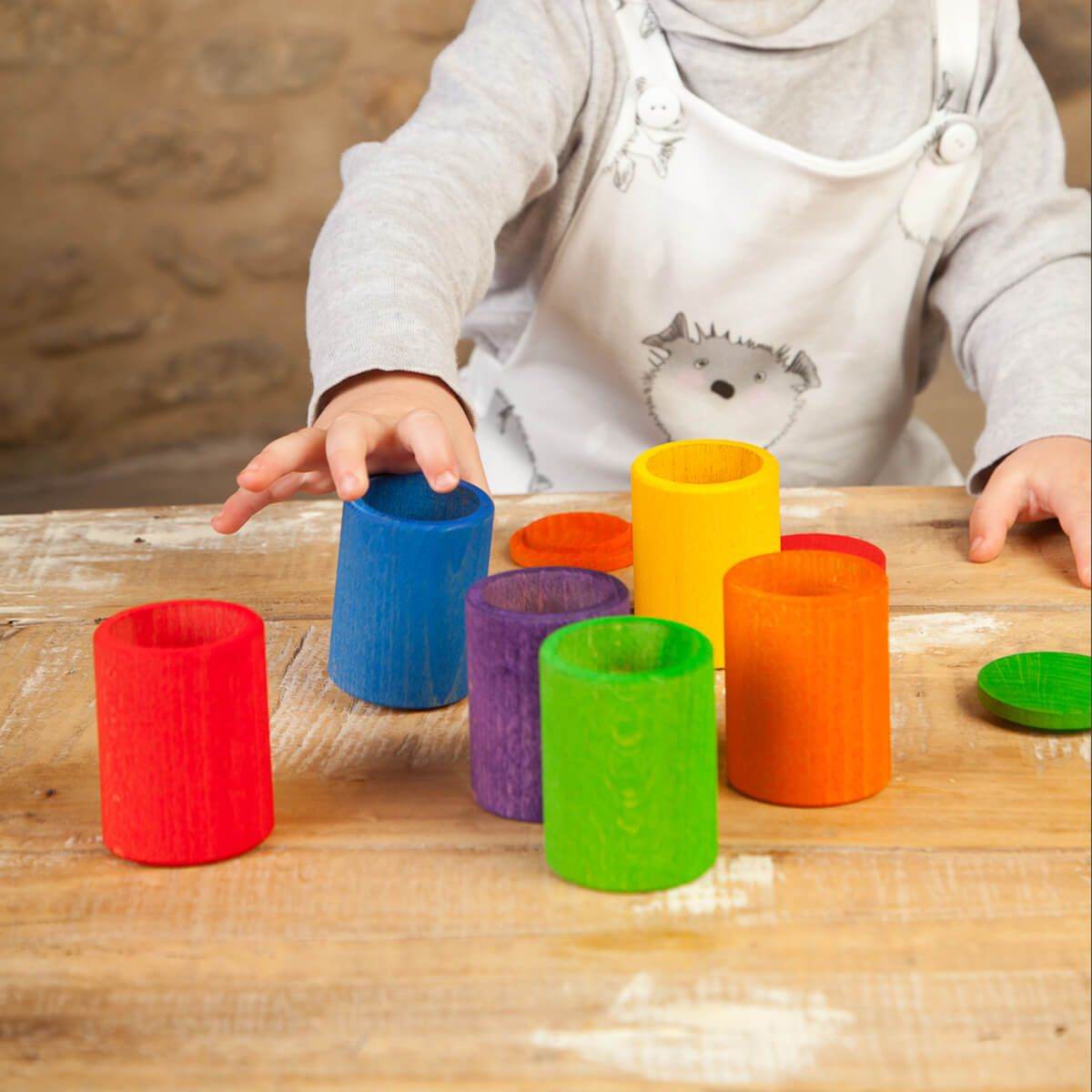 6 cubiletes de madera - Jungla Kids