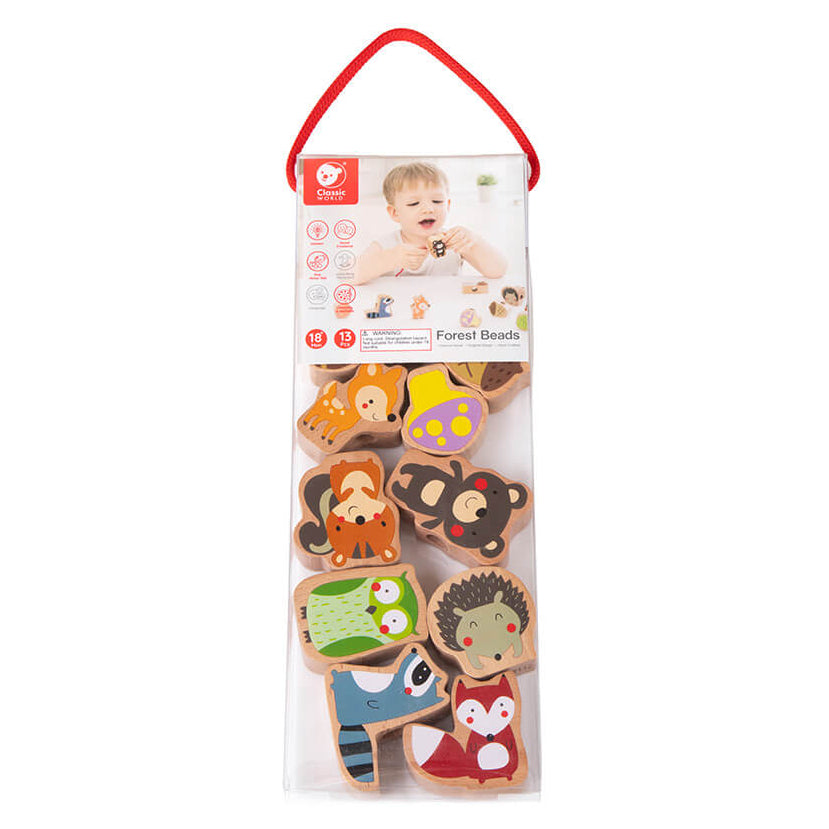 caja del juego de ensartar animales del bosque Classic World