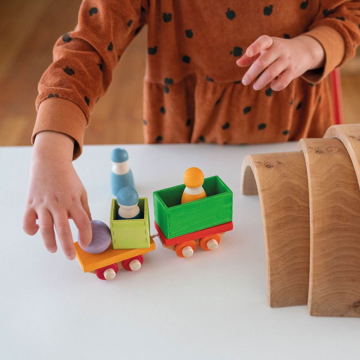 Tren de madera modular para construir - Jungla Kids