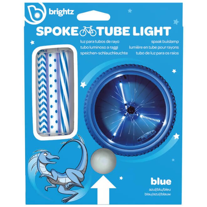 Packaging del pack de tubos luminosos LEDBrightz de color azul para radio de bicicleta infantil