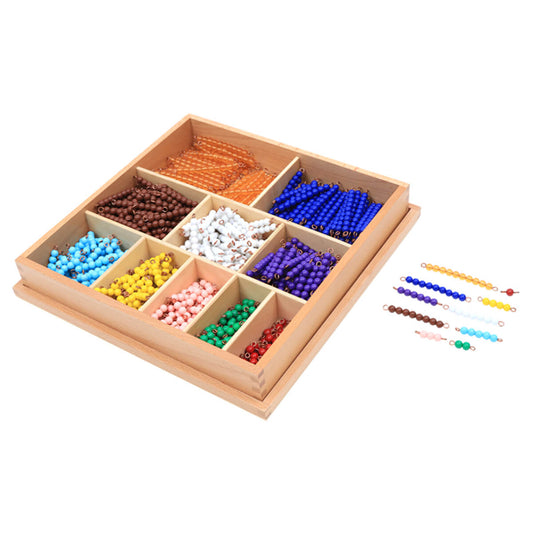 Decanomio (caja de madera con perlas y barras) Montessori
