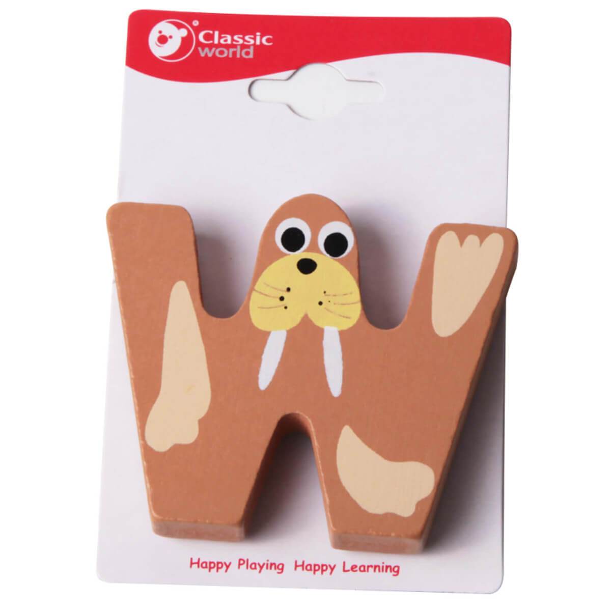 Letra de madera infantil W - Jungla Kids