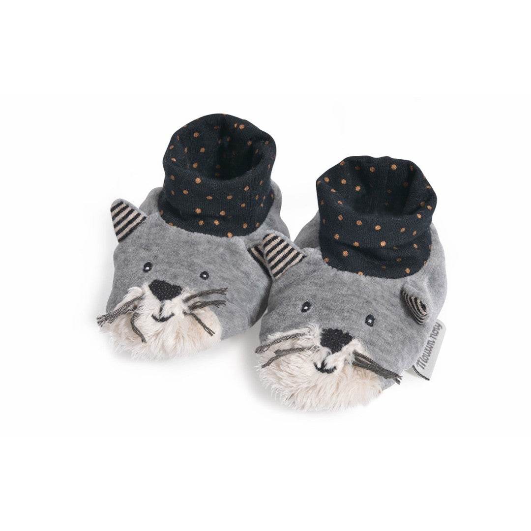 Patucos gris clarito Fernand Moustaches - Jungla Kids
