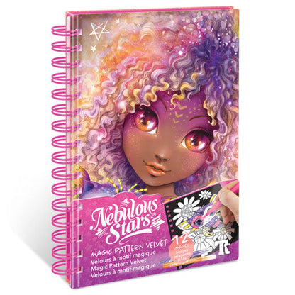 Libro de colorear terciopelo Nebulous Stars Magic Pattern Velvet, vista frontal de la portada