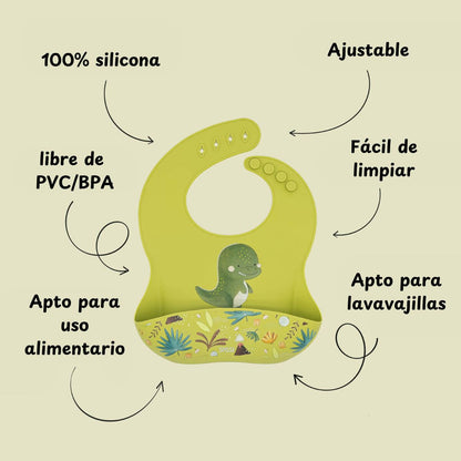 Babero de silicona Dinosaurio