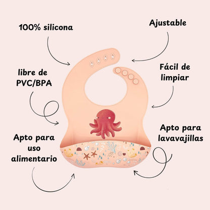 Babero de silicona Pulpo