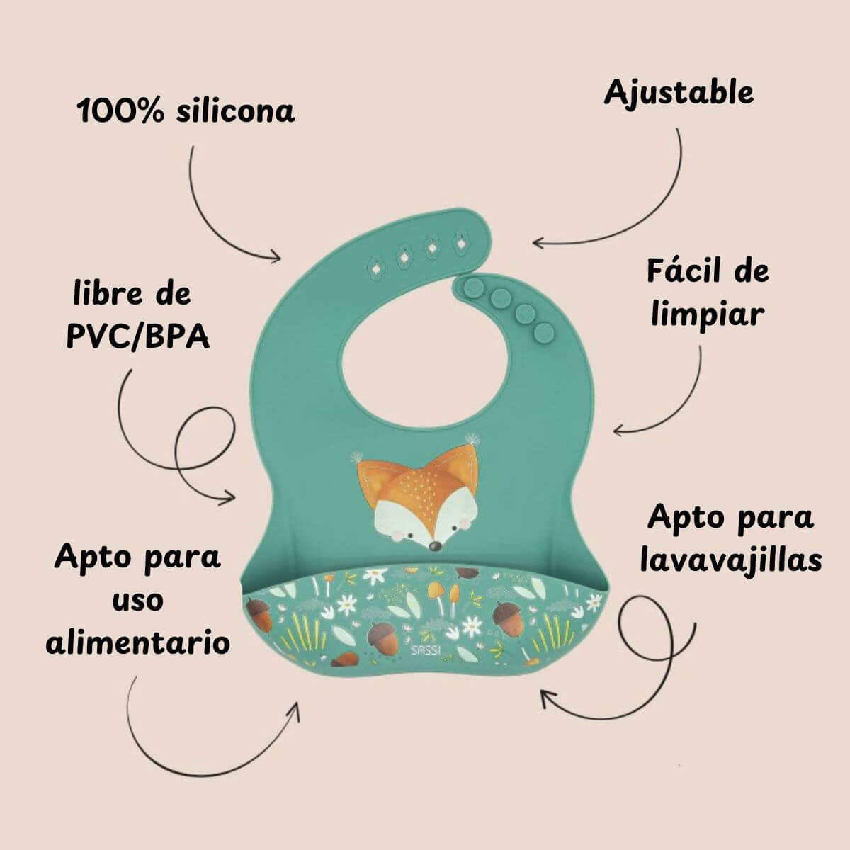 Babero de silicona - Crunchy el Zorro