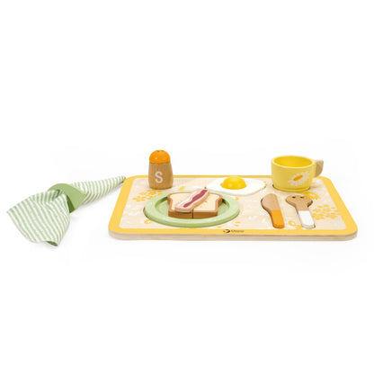 bandeja de desayuno vintage de madera Classic World vista desde arriba