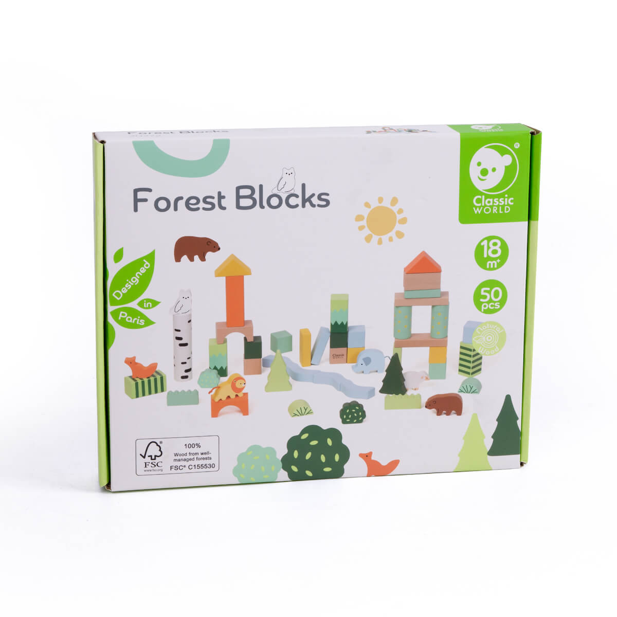 Set de bloques de construcción bosque Classic World 50 piezas con caja de cartón