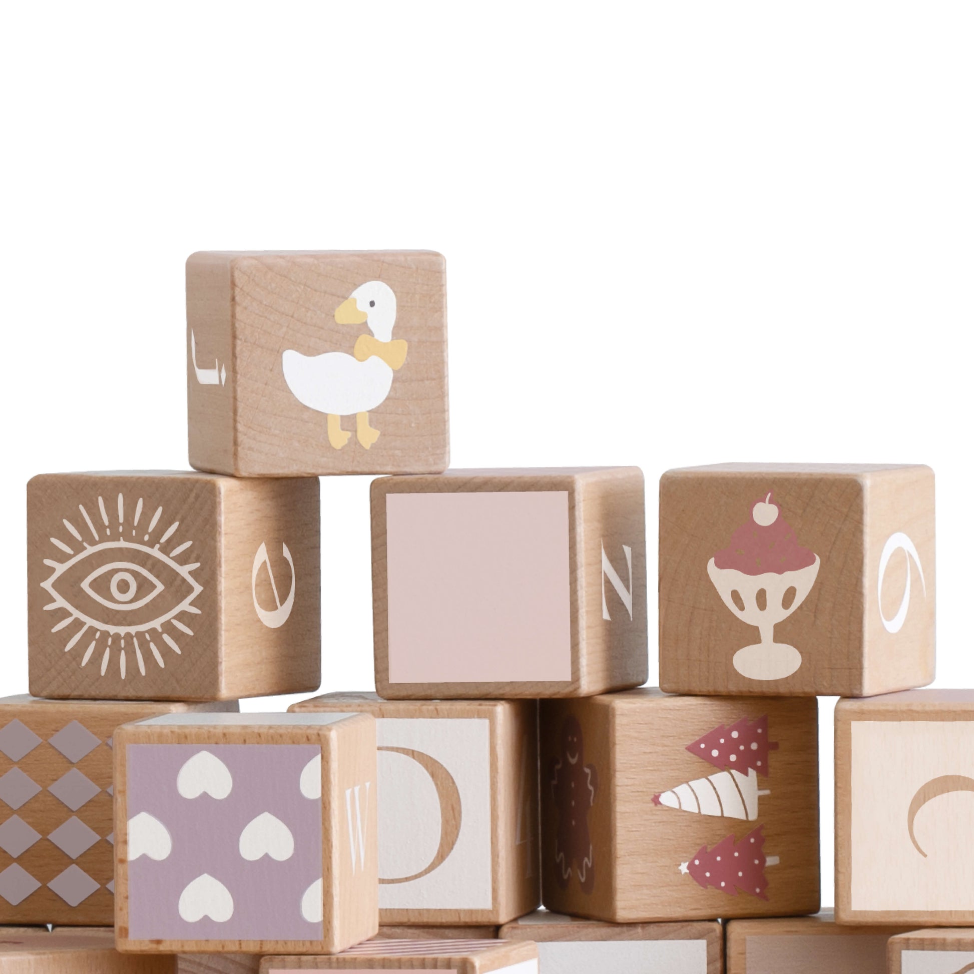 detalle ilustraciones de los bloques de madera Iris Classic World