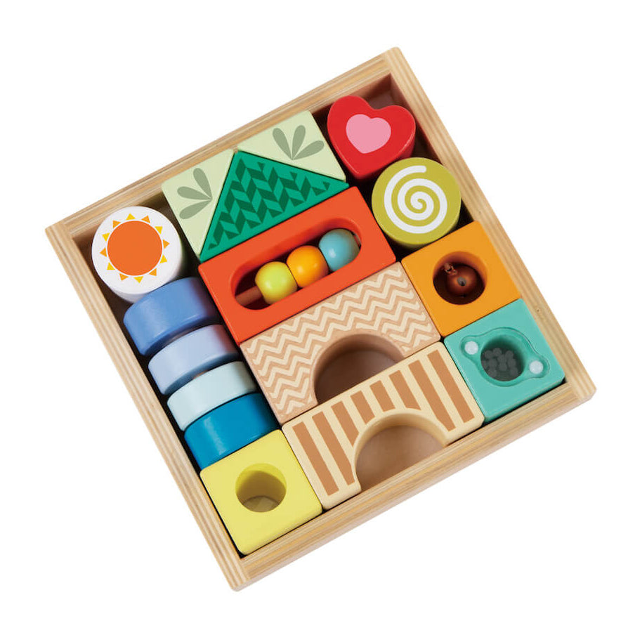 Conjunto de Bloques sensoriales de madera para bebés a partir de 18 meses de Classic World