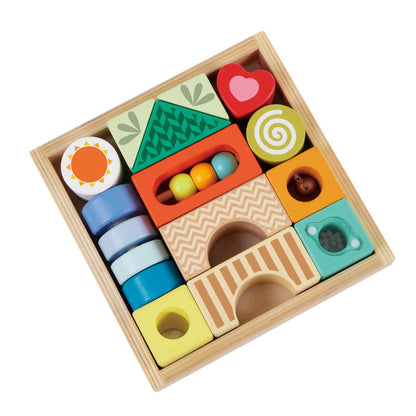 Conjunto de Bloques sensoriales de madera para bebés a partir de 18 meses de Classic World