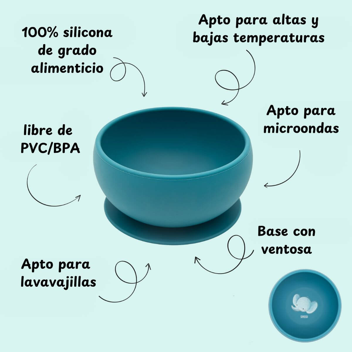 Bol de silicona Elefante