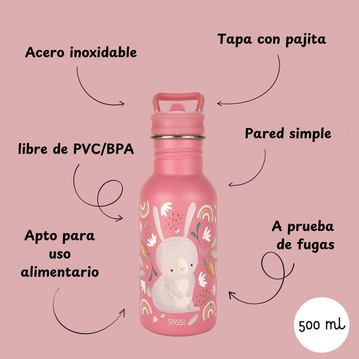 Ampolla inox. 500ml Conill
