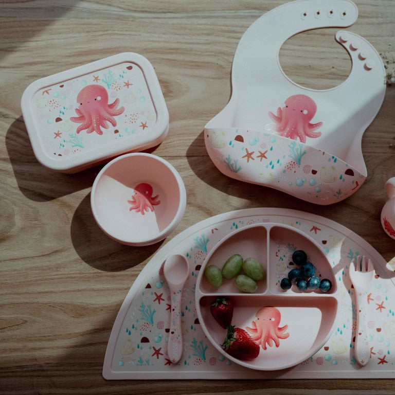 Conjunto de productos de silicona para bebés para comer con la máxima seguridad alimentaria, de SASSI