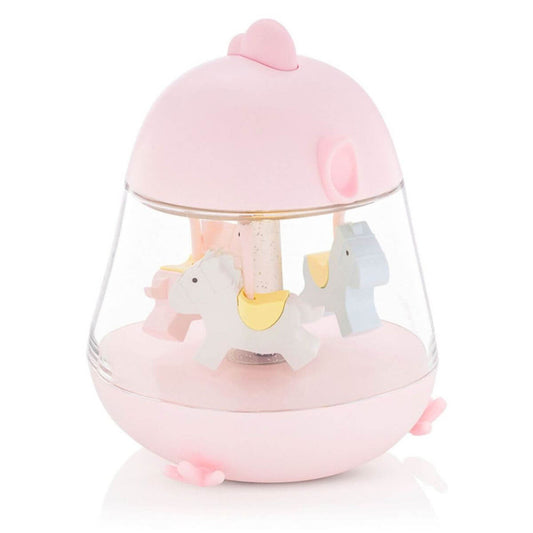 Caja de Música Carrusel Rosa con lámpara