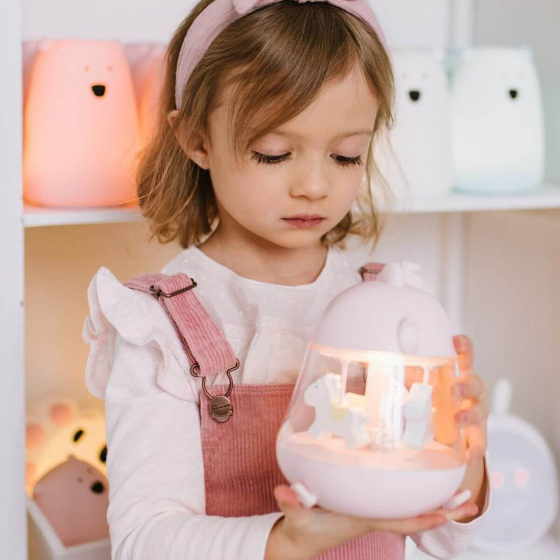 Caixa de música carrusel Rosa amb llum