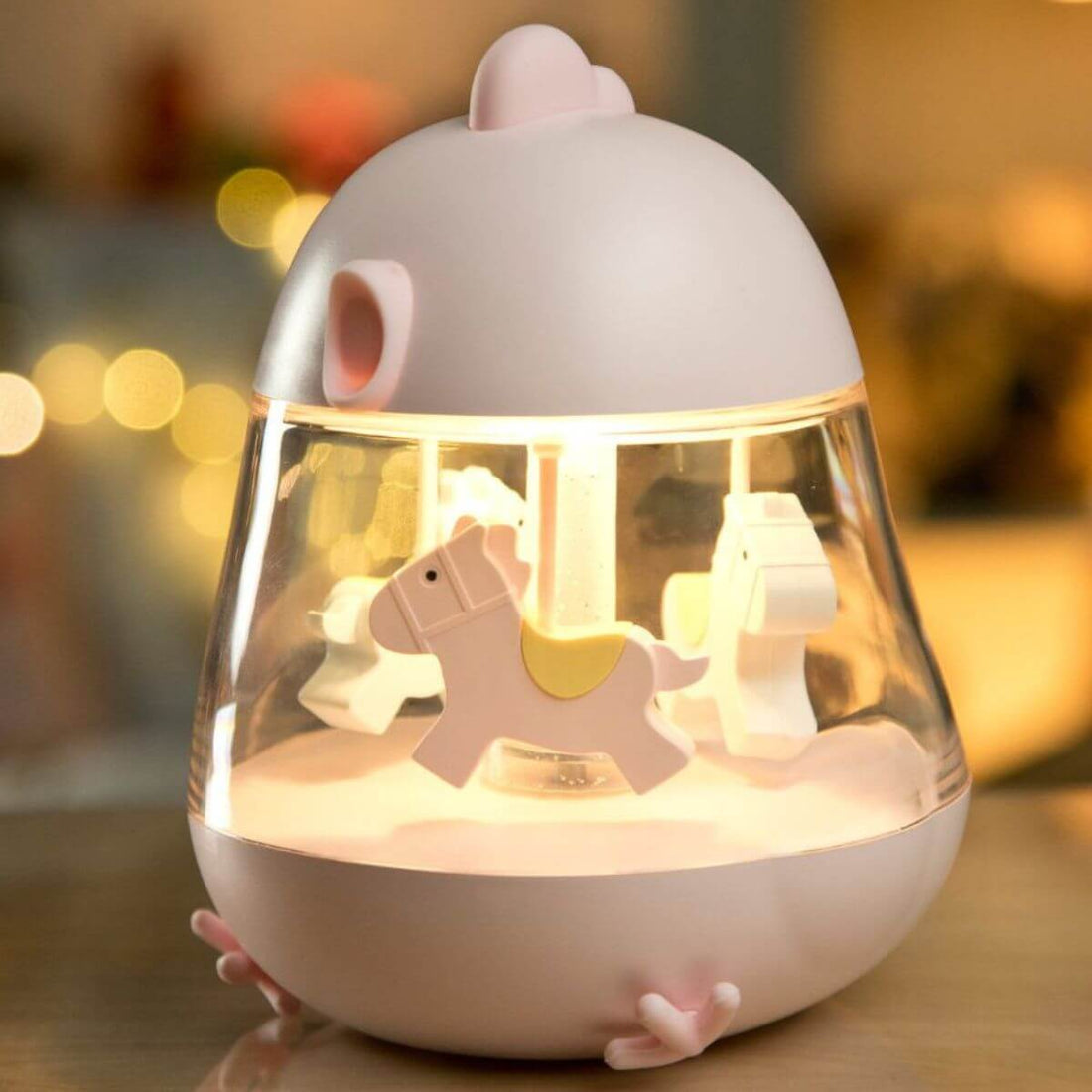 Caixa de música carrusel Rosa amb llum