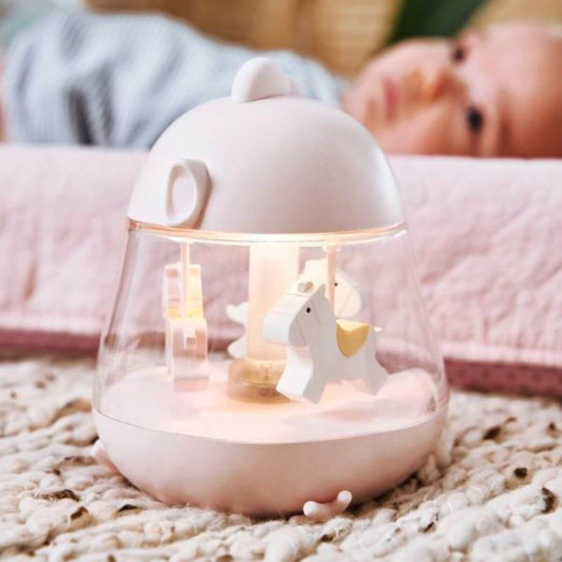 Caixa de música carrusel Rosa amb llum