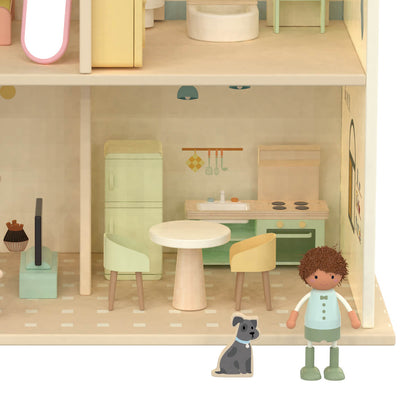 Detalle de la figura y perro para jugar con la Casa de Muñecas Cottage de Classic World