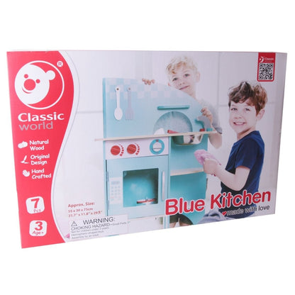 caja de la cocinita azul Classic World con 7 piezas