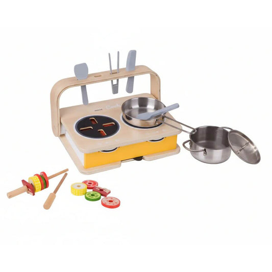 cocina de sobremesa 2 en 1 portátil Classic World con utensilios y ollas de acero