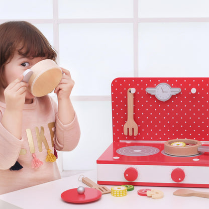 cocina de sobremesa retro Classic World en modo barbacoa con brochetas de madera