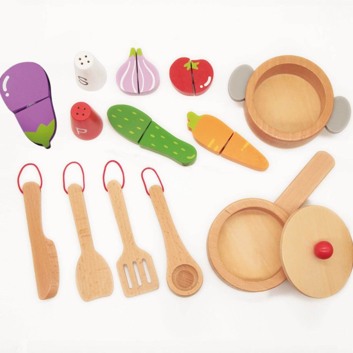 21 accesorios incluidos de la cocinita de madera Cocina del Chef Classic World