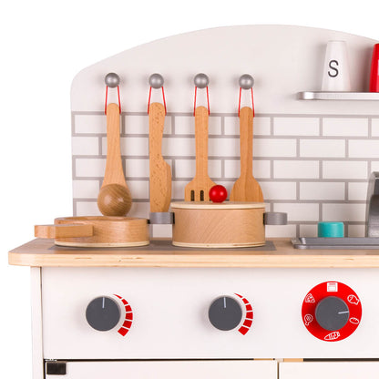 detalle fogones y mandos de la cocinita de madera Cocina del Chef Classic World