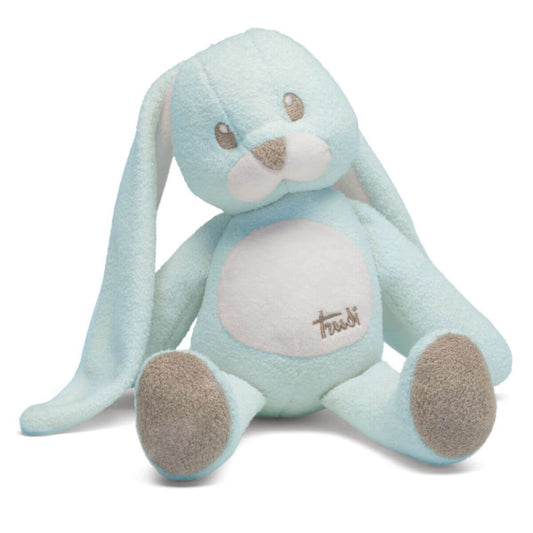 Conejo de peluche para bebés recién nacidos de la marca italiana Trudi, de color azul