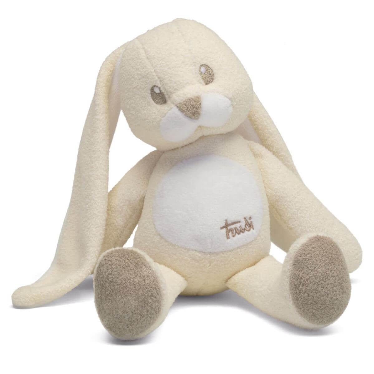 Conejo de peluche para bebés recién nacidos de la marca italiana Trudi. De color marfil y talla S.