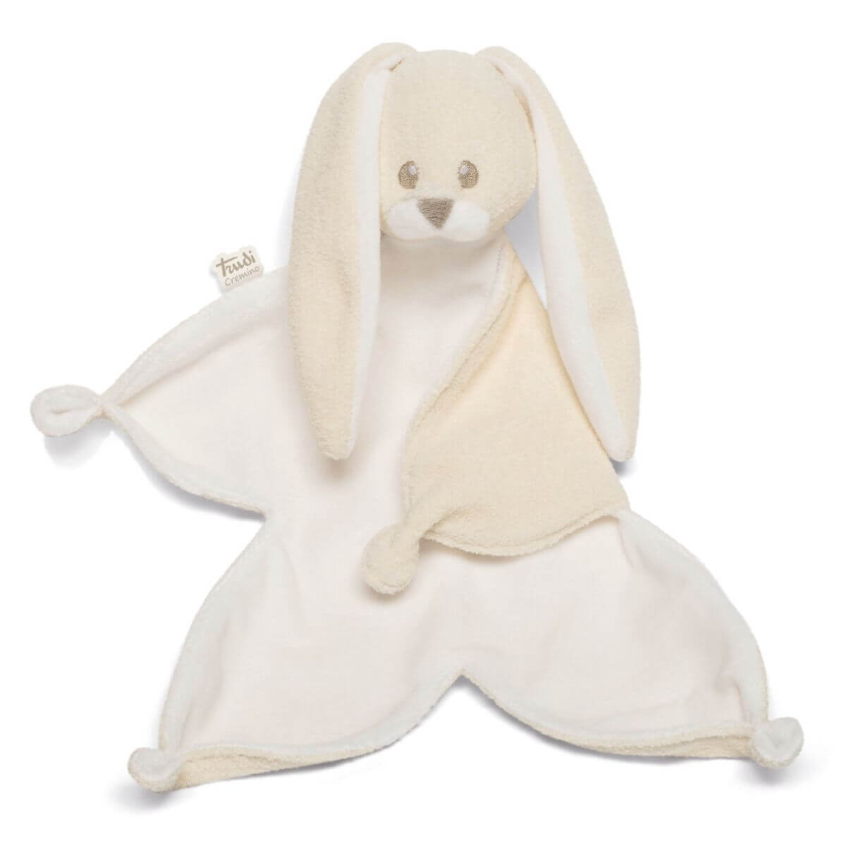 Detalle del doudou Conejo color marfil para bebés recién nacidos de la marca italiana Trudi