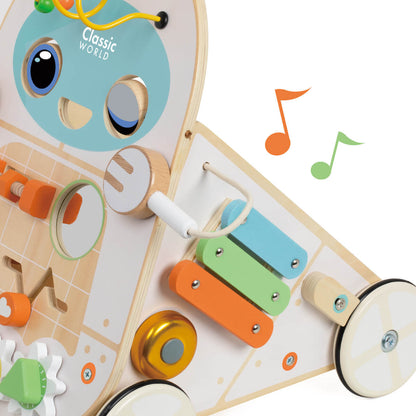 detalle del xilógono del  correpasillos robot para bebés