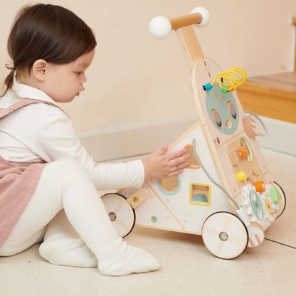 andador de madera con xilófono y encajable para bebés desde 12 meses