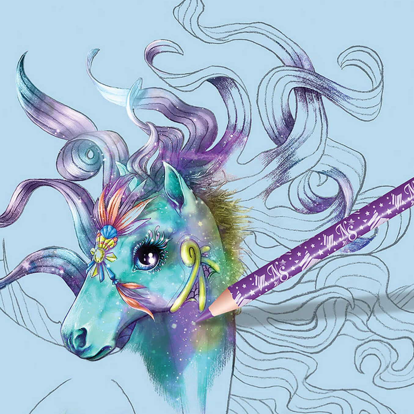 Dibujando con el cuaderno de bocetos creativos Caballos Místicos Nebulous Stars