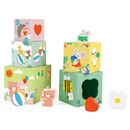 Cubos apilables con formas de madera para clasificar de Classic World