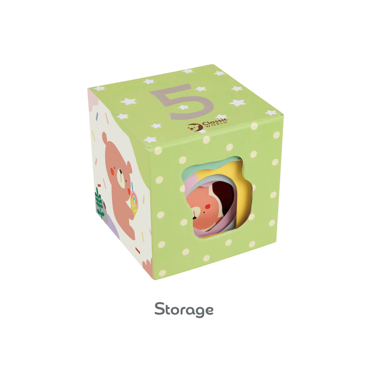 Detalle de los Cubos apilables con formas Bosque de Classic World anidados