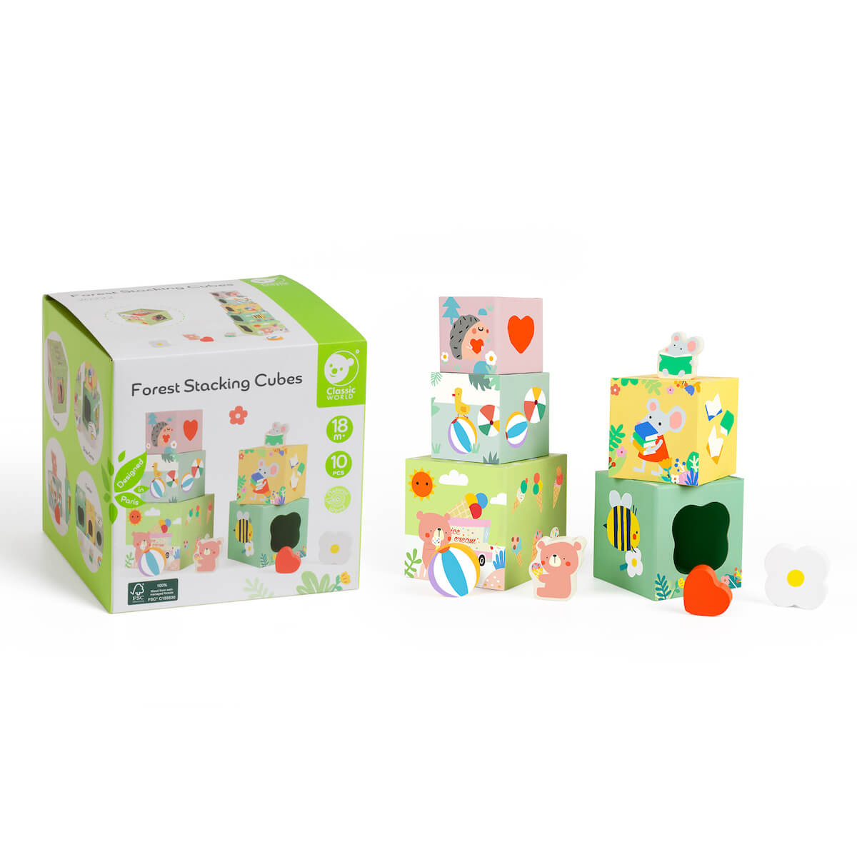 Caja de los Cubos apilables con formas Bosque de Classic World