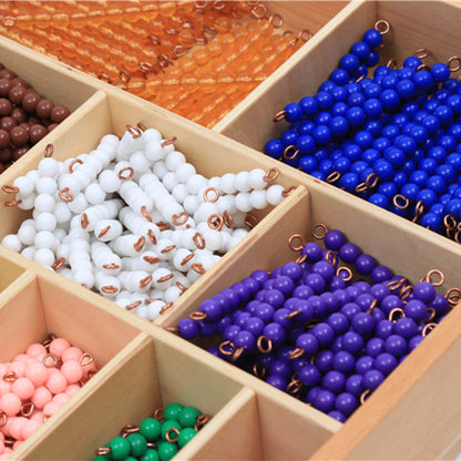 Decanomio (caja de madera con perlas y barras) Montessori