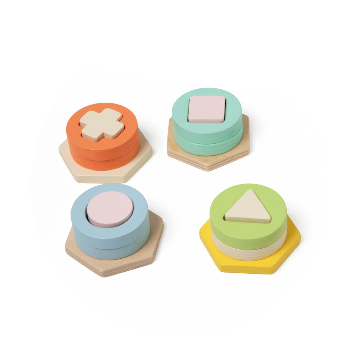 Encajable de formas geométricas de madera para niños de 2 años