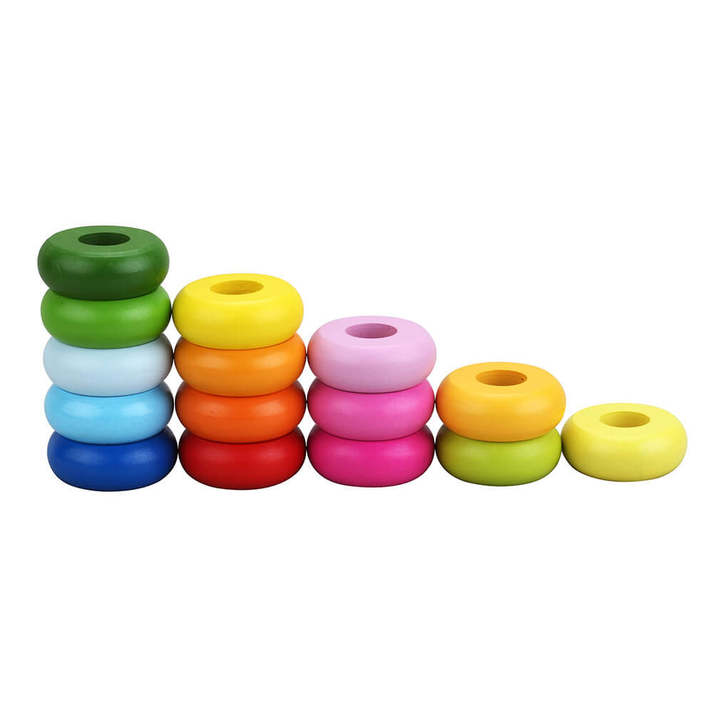 Aros de madera del Juego de apilar y equilibrio de Classic World 