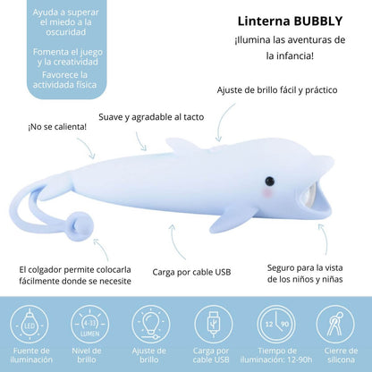 Linterna infantil de silicona Delfín Bubbly
