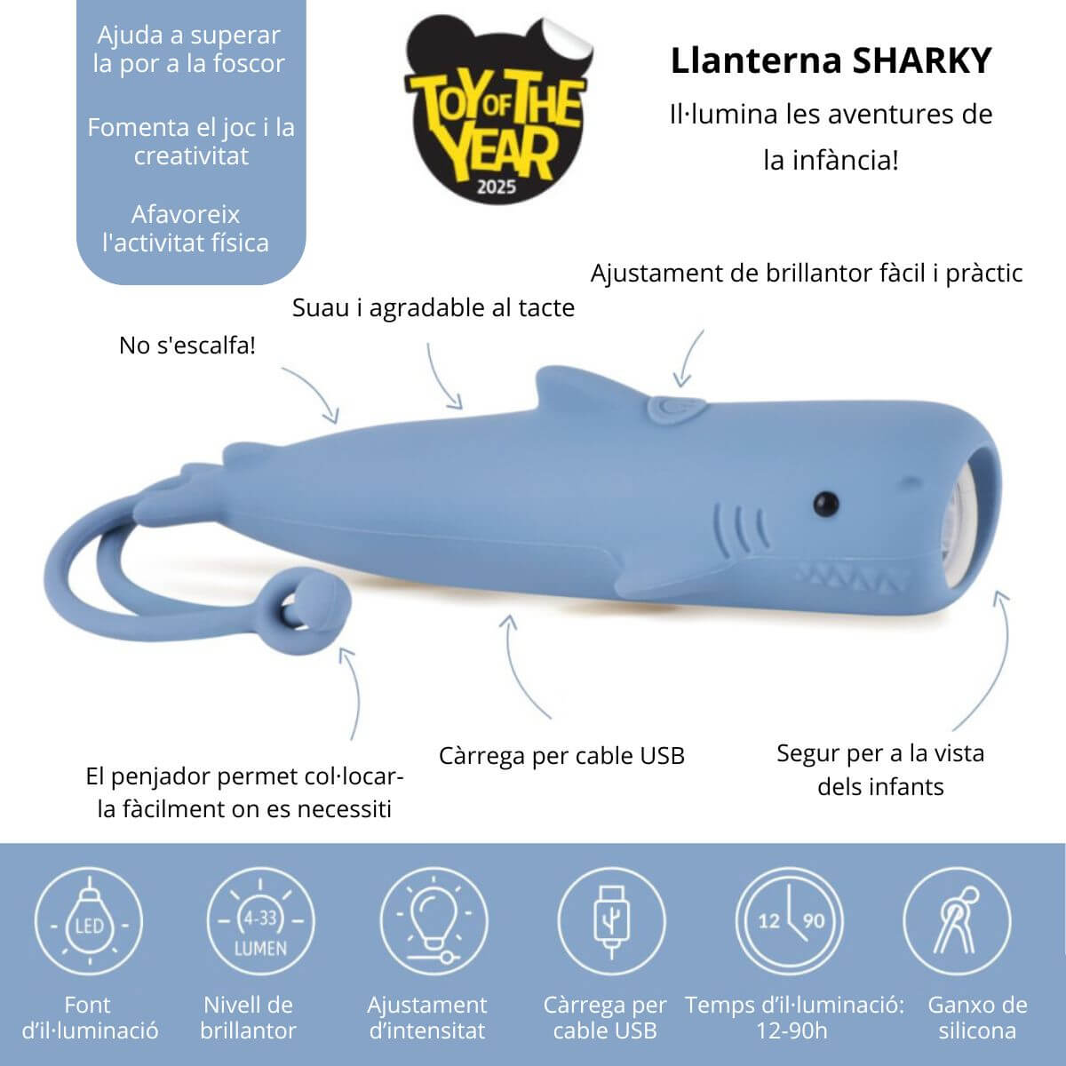 Llanterna infantil de silicona Sharky