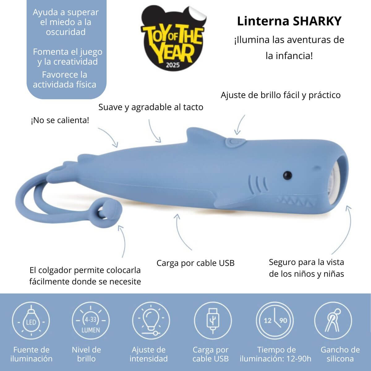 Llanterna infantil de silicona Sharky